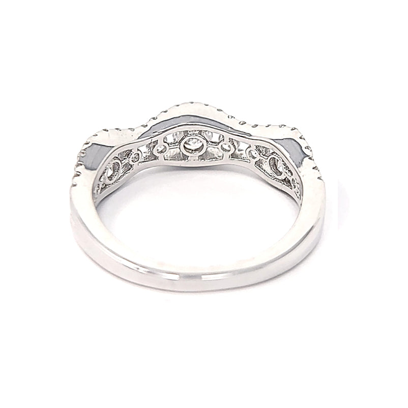 Silver Cascading Wave Clear Cubic Zirconia Ring