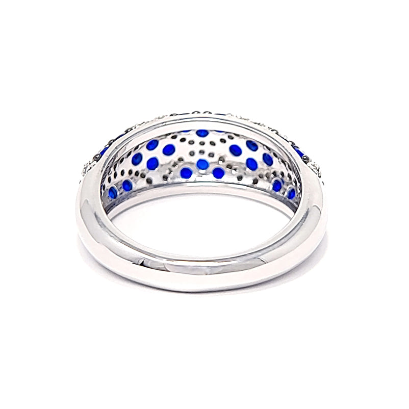 Silver Blue Spinel And Clear Cubic Zirconia Pave Ring