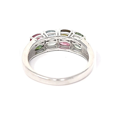 Silver Multi Tourmaline Ring