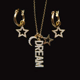 Dream, Star, & Moon Gold Plated Set With Cubic Zirconia