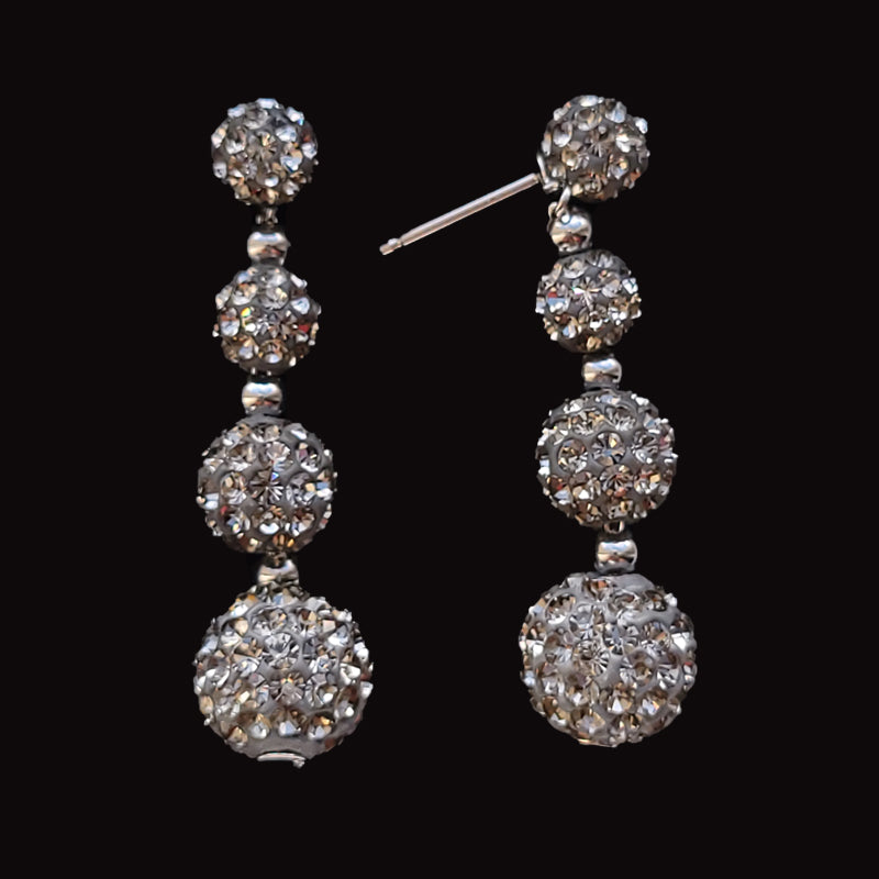 Silver Necklace Earrings Set With Crystals