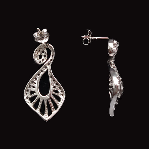 Black Rhodium Plated Pendant Earrings Set With Cubic Zirconia