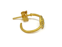 Charger l&#39;image dans la galerie, Gold Plated Matte-Finished Blue Zircon Earrings