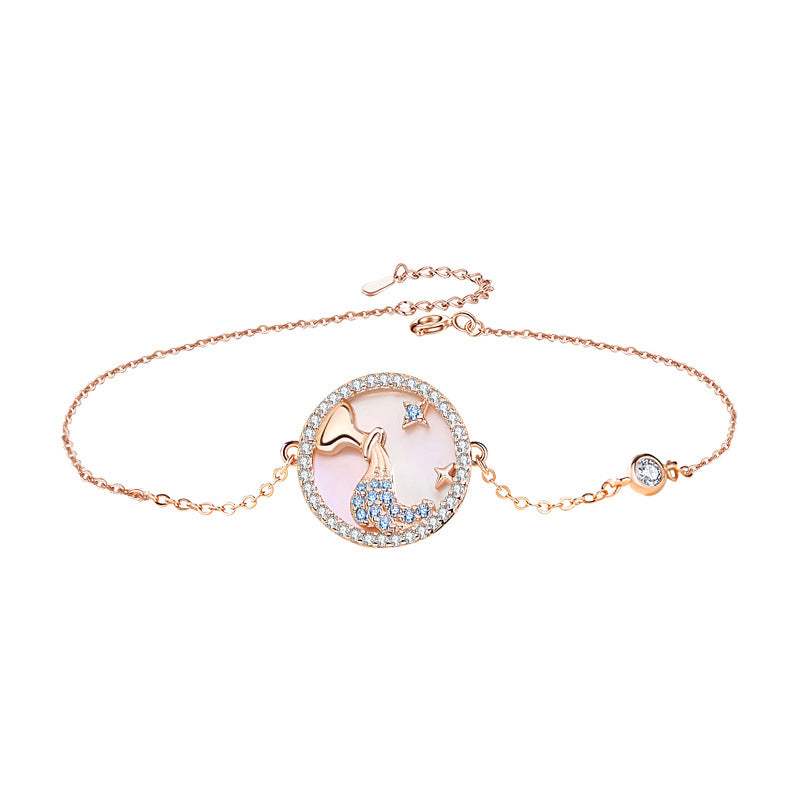 Aquarius Rose Gold Plated Bracelet With Cubic Zirconia And Mother Of Pearl