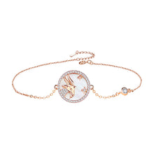 Charger l&#39;image dans la galerie, Aries Rose Gold Plated Bracelet With Cubic Zirconia And Mother Of Pearl