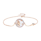 Aries Rose Gold Plated Bracelet With Cubic Zirconia And Mother Of Pearl