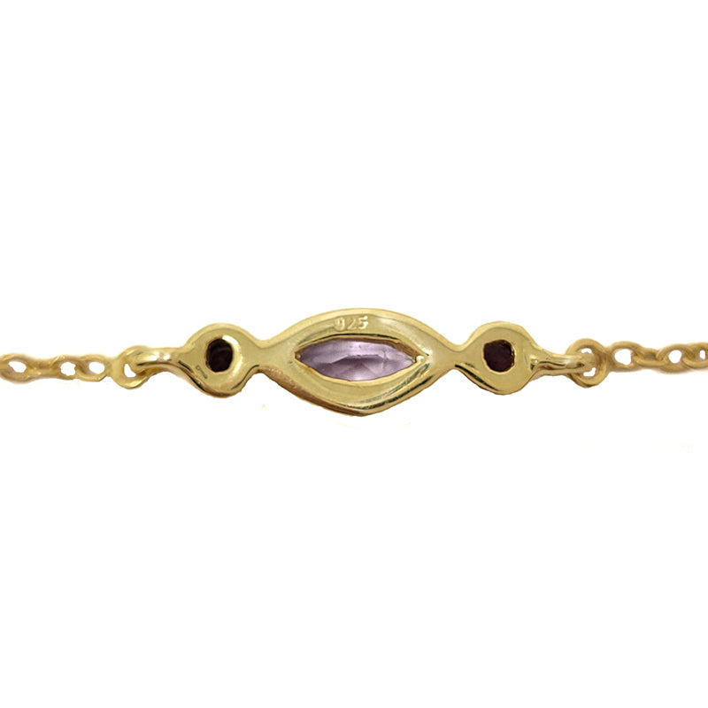 Gold Plated Bracelet With Amethyst And Pink Tourmaline