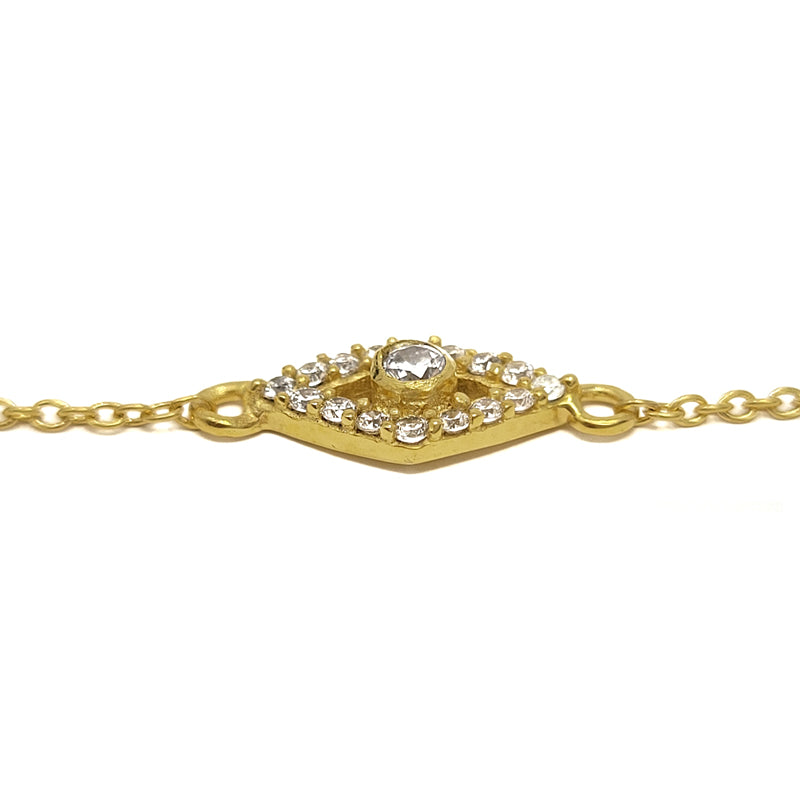 Gold Plated Bracelet With White Zircon