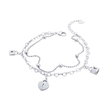 Load image into Gallery viewer, Lock Charms Double Chain Bracelet With Cubic Zirconia