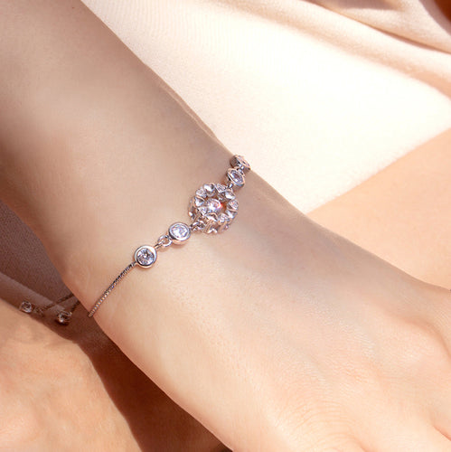 Adjustable Tiny Hearts Bracelet With Cubic Zirconia