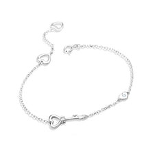 Load image into Gallery viewer, Heart &amp; Key Bracelet With Cubic Zirconia