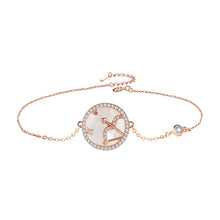 Load image into Gallery viewer, Sagittarius Rose Gold Plated Bracelet With Cubic Zirconia And Mother Of Pearl