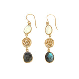 Gold Plated Prehnite Labradorite Earrings