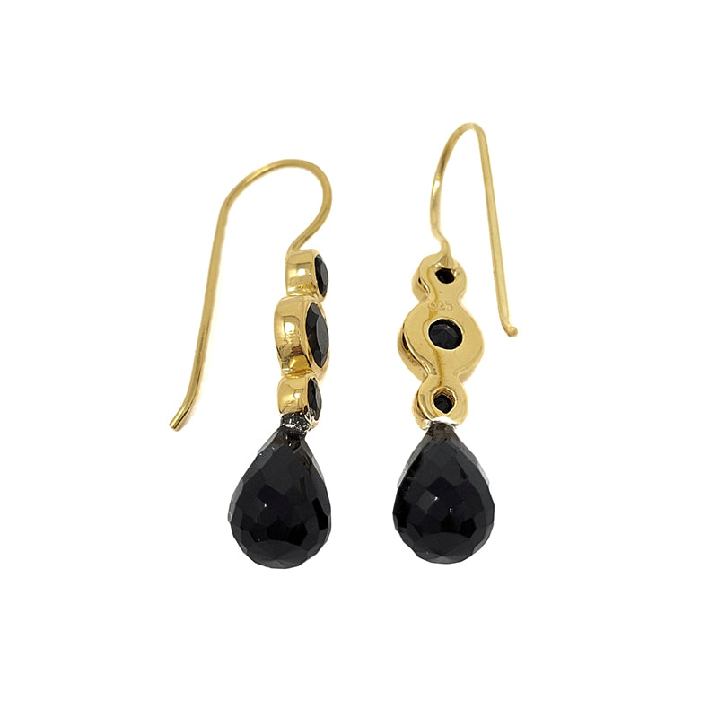 Gold Plated Black Onyx Earrings