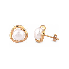 Load image into Gallery viewer, Silver Gold Plated Fresh Water Pearl Earrings