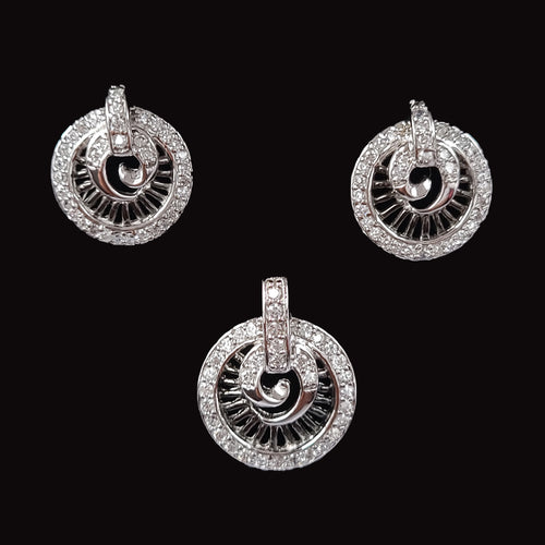 Black Rhodium Plated Pendant Earrings Set With Cubic Zirconia