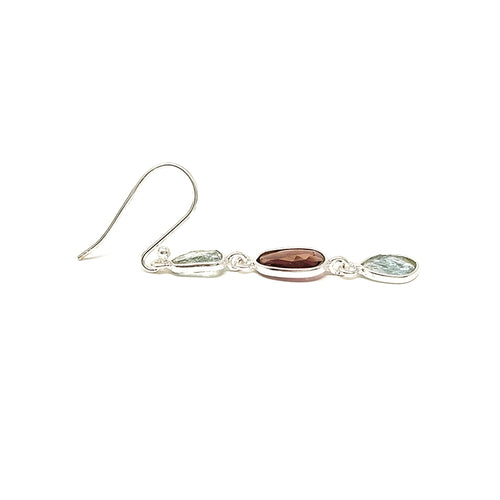 Pink Tourmaline Aquamarine Earrings