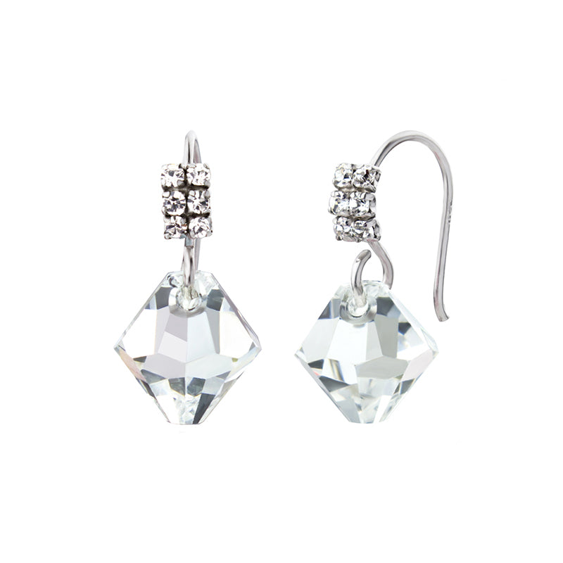 Silver Earrings With Cubic Zirconia and Pomegranate Swarovski Crystals