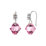 Silver Earrings With Cubic Zirconia and Pomegranate Swarovski Crystals