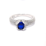 Silver Blue Spinel And Clear Cubic Zirconia Ring