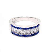 Load image into Gallery viewer, Silver Blue Spinel And Clear Cubic Zirconia Ring