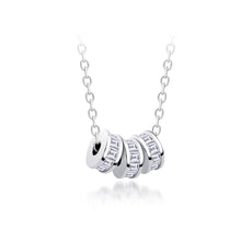 Load image into Gallery viewer, Tri Silver Barrel Pendant Necklace With Cubic Zirconia