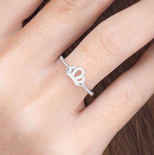 Silver Crown Ring With Cubic Zirconia
