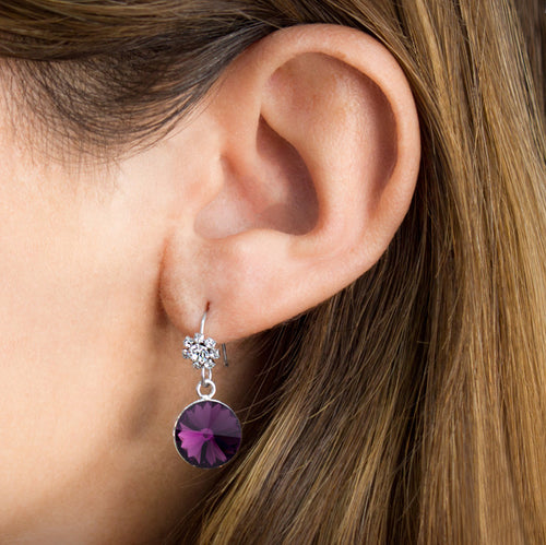 Silver Earrings With Cubic Zirconia and Swarovski Crystals