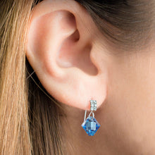 Load image into Gallery viewer, Silver Earrings With Cubic Zirconia and Pomegranate Swarovski Crystals