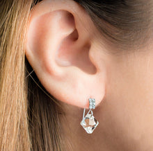 Load image into Gallery viewer, Silver Earrings With Cubic Zirconia and Pomegranate Swarovski Crystals