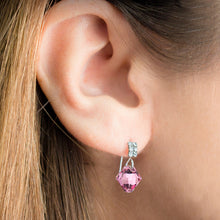 Load image into Gallery viewer, Silver Earrings With Cubic Zirconia and Pomegranate Swarovski Crystals