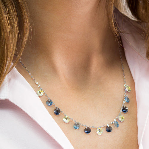 Silver Necklace With Round Swarovski Crystals