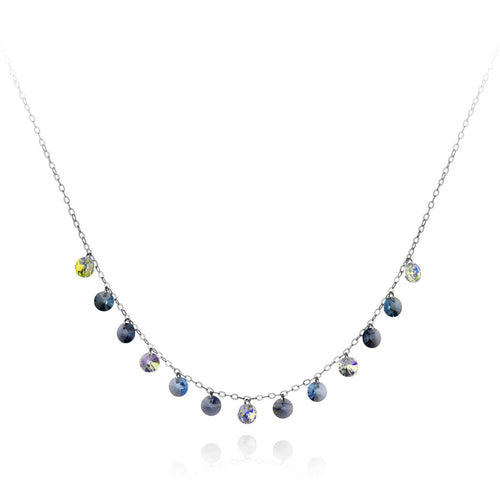 Silver Necklace With Round Swarovski Crystals