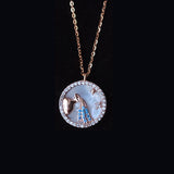 Aquarius Rose Gold Plated Necklace With Cubic Zirconia And Mother Of Pearl