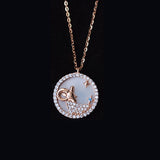 Capricorn Rose Gold Plated Necklace With Cubic Zirconia And Mother Of Pearl