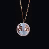 Gemini Rose Gold Plated Necklace With Cubic Zirconia And Mother Of Pearl