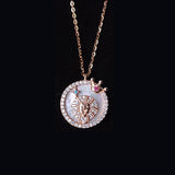 Leo Rose Gold Plated Necklace With Cubic Zirconia And Mother Of Pearl