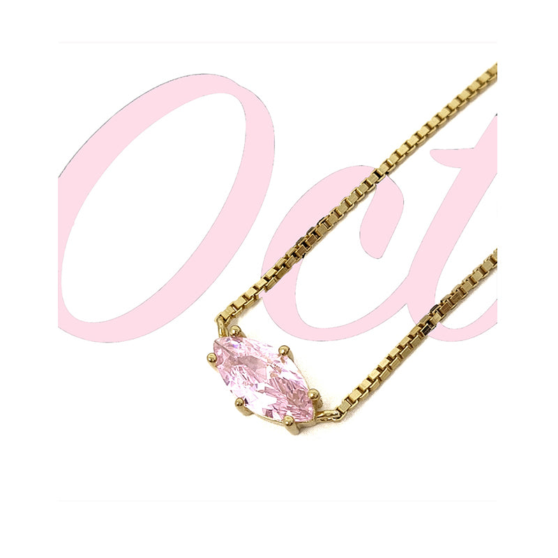October Gold Plated Birthstone Necklace