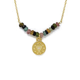 Gold Plated Multi Tourmaline Pendant Necklace