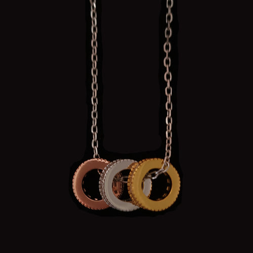 Tri Color Barrels Necklace With Cubic Zirconia