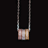 Tri Color Barrels Necklace With Cubic Zirconia