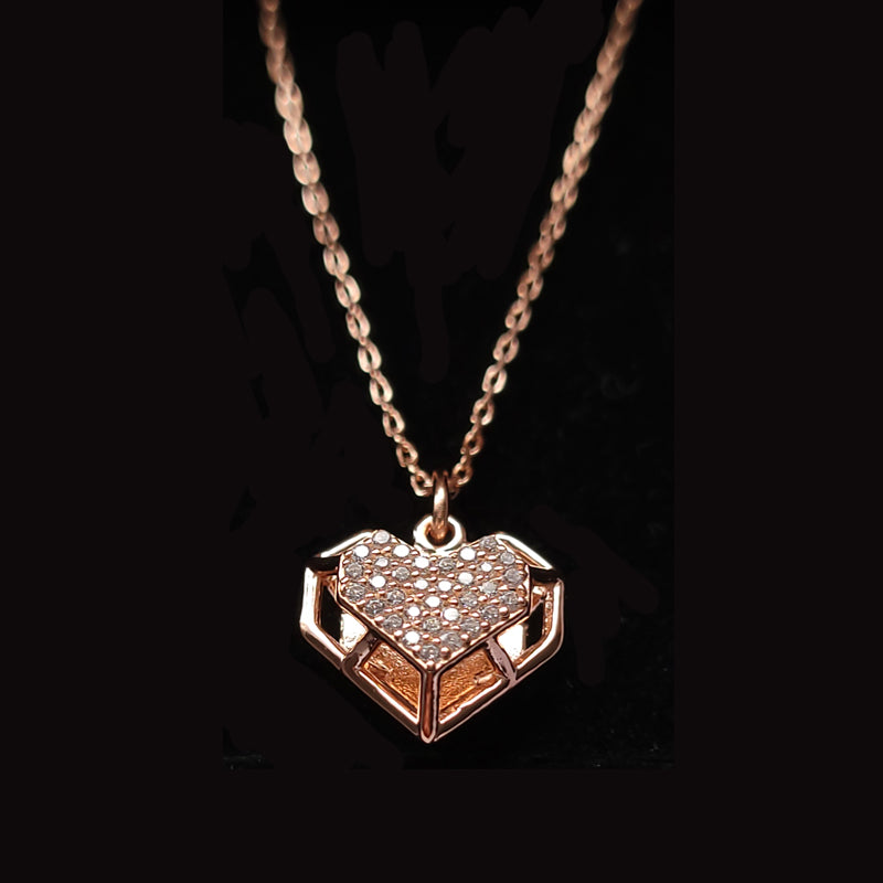 Rose Gold Plated Heart Necklace With Cubic Zirconia