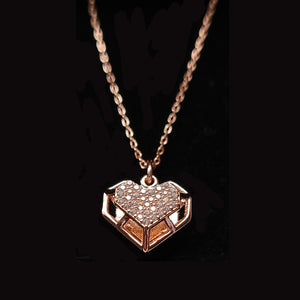 Rose Gold Plated Heart Necklace With Cubic Zirconia