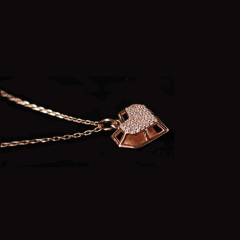 Rose Gold Plated Heart Necklace With Cubic Zirconia