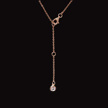 Load image into Gallery viewer, Rose Gold Plated Interlocking Heart Rings Necklace With Cubic Zirconia