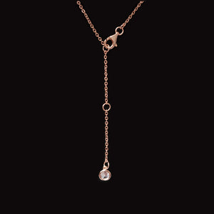 Rose Gold Plated Interlocking Heart Rings Necklace With Cubic Zirconia