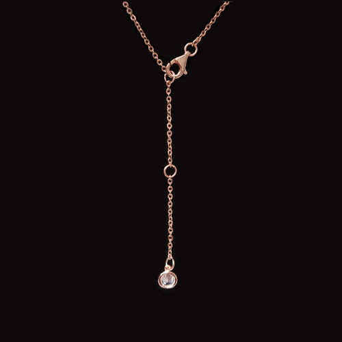 Rose Gold Plated Interlocking Heart Rings Necklace With Cubic Zirconia
