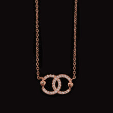 Load image into Gallery viewer, Rose Gold Plated Interlocking Heart Rings Necklace With Cubic Zirconia