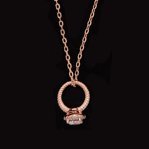 Rose Gold Plated Ring Necklace With Cubic Zirconia