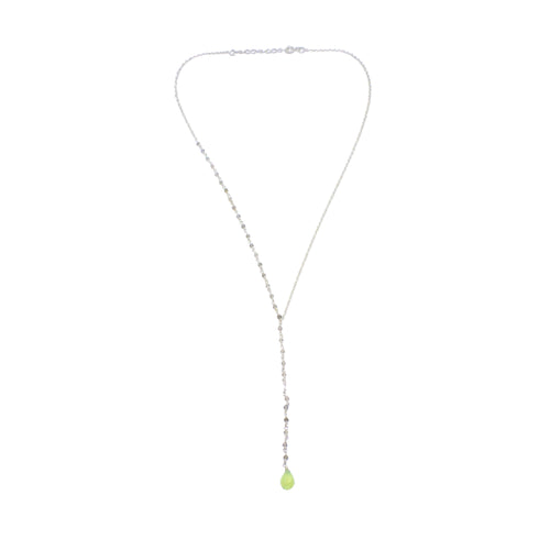 Labradorite And Prehnite Shiny Silver Necklace